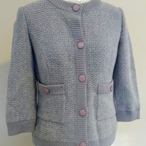 St. John Marie Gray Cardigan Knit Sweater 2